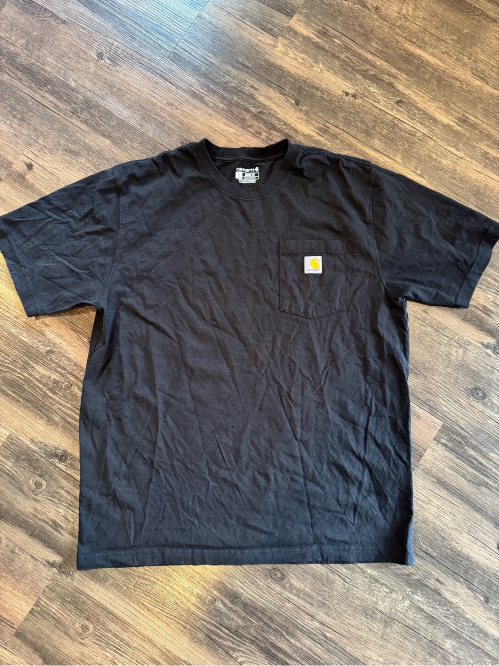 Carhartt Black Short Sleeve Pocket Tee with Yellow Logo